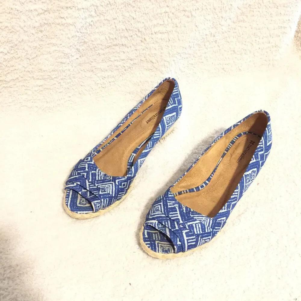 Naturalizer women's wedge open toe shoes blue 7.5